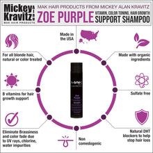 Load image into Gallery viewer, ZOE PURPLE Vitamin &amp; Volumizing Color Toning Shampoo  - MAK Hair Products from Mickey Alan Kravitz
